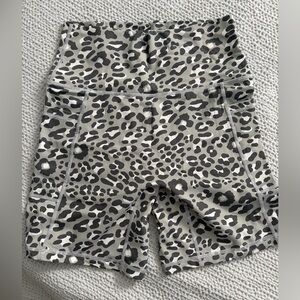 Aerie Gray Leopard Print Bike Shorts